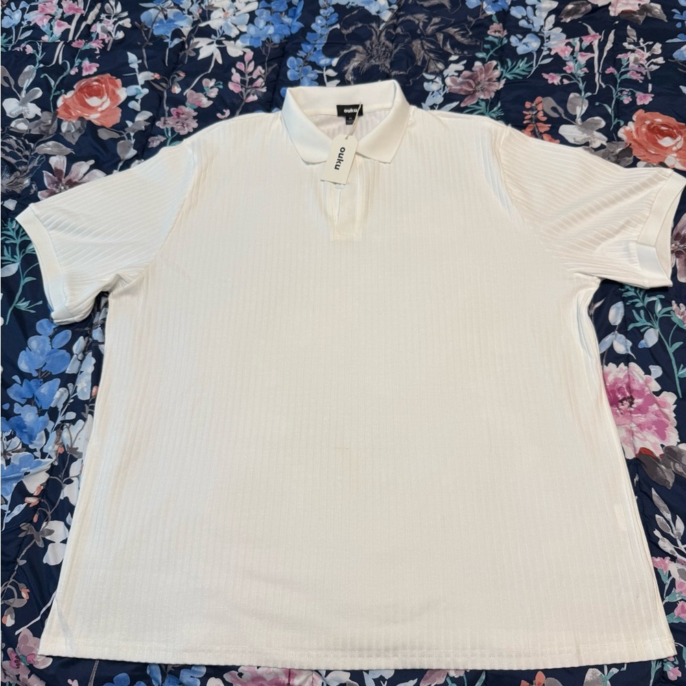 Men's Golf Shirt Knit Polo Work Casual Ribbed Polo Collar Classic Shirt Men 3XL - Picture 2 of 3